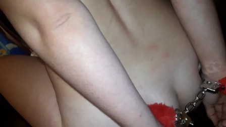 Little whore gets spanked for bad behavior. Her ass and nipples deserve it