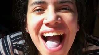 Quickie! Sunny blowjob, cumplay & swallow! (POV CFNM)