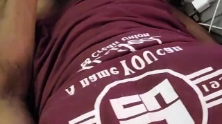 Stroking my big fat cock next to my step daughter 