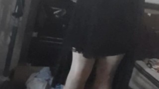 Crossdresser wearing heels and pantyhose