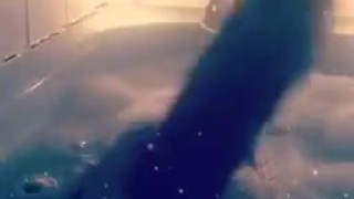 Bath monster dildo play 