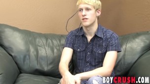 Blonde twink Aiden Ash hot dildo drilling while jerking off