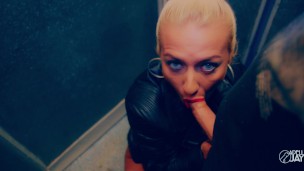 4K- Real PUBLIC Elevator blowjob by a HOT BLONDE - RUSSIAN ghettos apartments - ADELLA JAY