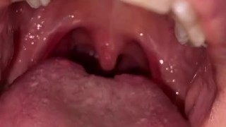 Uvula show. Very close view. Gagging 