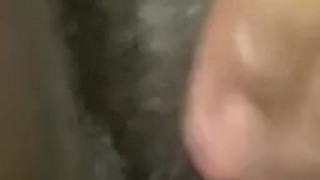 Ebony Babe CREAMY pussy after masturbating (ignore the string on my thigh)