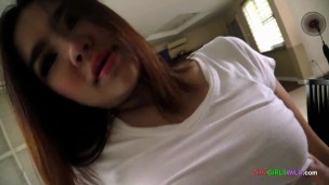 Big tit Thai teen with braces is a great cock sucker