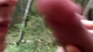 Brunette Sucks Dick In The Woods