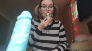 (Close up)Slutty Goth Gets her lipstick on your cock during a sloppy blowjob!