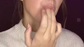  spit play. Drooling on fingers 