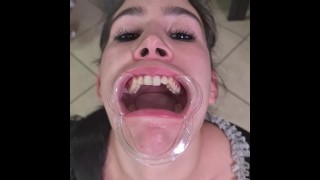 French maid tries to drink her own piss through lip retractor | funny fail