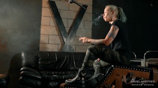 Smoking in boots 4K - Military - Tattoo