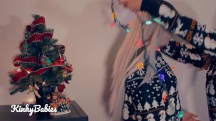 Dress Up the Christmas Tree & Undress Me: amateur Hot Lesbian Tribbing & Pussy Licking- Kinky Babies