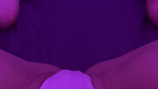 Blonde masturbating in white thong panties