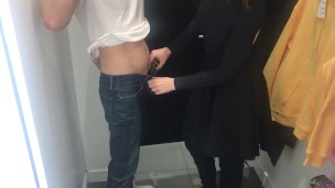 Risky sex in the fitting room with a sales assistant.