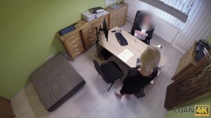 LOAN4K. Smart young chick comes to loan office with shaved pussy