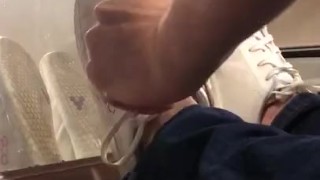 Solo man smelly feet after long day 