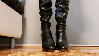 Crushing boots - autumn being crushed under my heels, boots, imagine it's your face under them