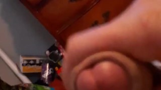 Christmas wood jacking off leaving a cum load for a present 