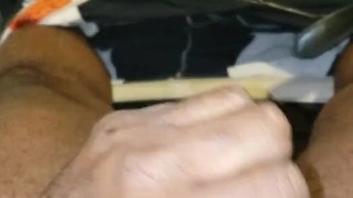 In rest room jacking off