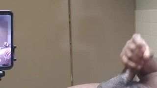 On bath room counter jacking off