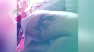Tatted ebony with phat ass Strip Tease