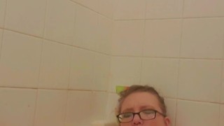 Cumming on my dildo in the bath tub