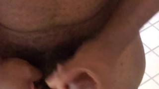Jacking off in public rest room