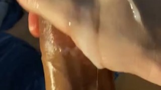 Watch Him Drain the Precum from His Cock and Moan with Huge Load