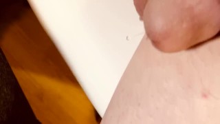 Precum dripping from a horny sissy’s cock 