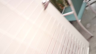Busty Milf Fiona Moore Masturbates and Squirts on Public Balcony