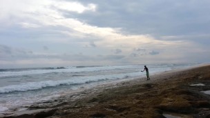 Romantic PEE from behind and against Wind # PISS on Stormy Beach