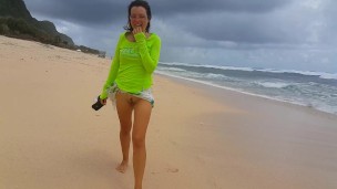 Romantic PEE from behind and against Wind # PISS on Stormy Beach