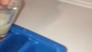Few frozen loads that I thawed and making a special cum cube for wife’s drink