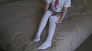 Fuck a horny Chinese school girl wearing a uniform after interviewing