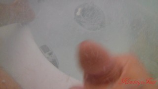 hot stepmom watches son jerk his big cock in the winter hot tub at dad's 