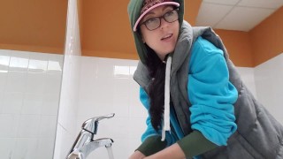 Pissing at a gas station for Javier