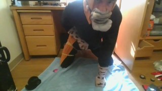 Kigurumi Self Bondage in Wool Socks (CUMSHOT)