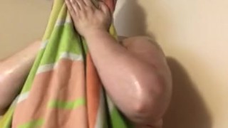 ssbbw washing body in shower
