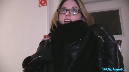 Public Agent French Babe in Glasses Fucked on a Public Stairwell