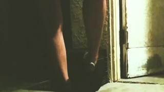 Pissing on crate outdoors while waist training
