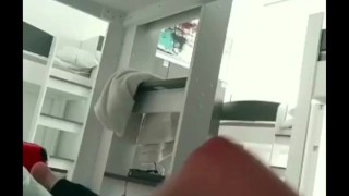 Sex in the gym locker room with people outside (checking workout results at the end) 