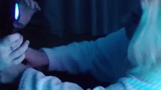 Step sister wants attention sucks step bros dick while he plays video games cums on her face & tits