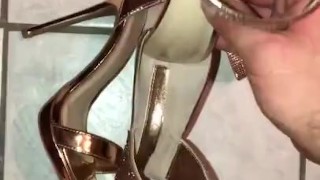 Girlfriend New Gold Heels Cummed