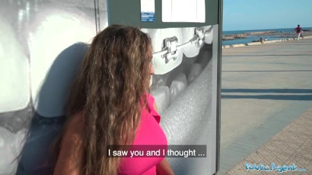 Public Agent Briana Bandares gets her pussy fucked on a Spanish beach