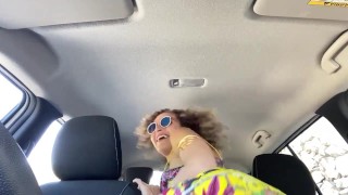 Ginger Banks Public Flashing and Masturbation on the Side of the Road in a Car! Risky!