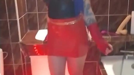 Femdom Mistress KATRIX in Latex mini skirt PMV.