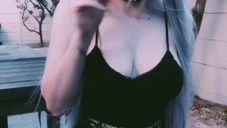 horny alternative girl smoker shows her pussy  (fetish) 