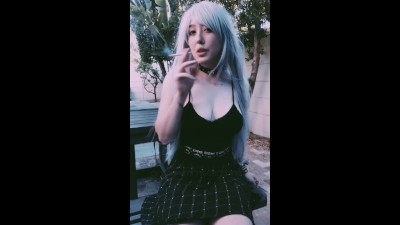 horny alternative girl smoker shows her pussy (fetish)