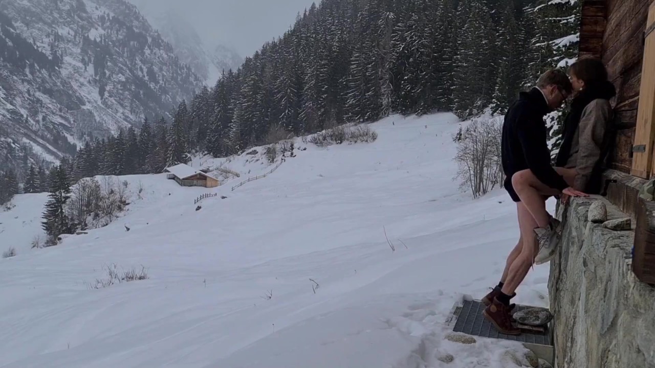 Couple HIDE TO FUCK while hiking IN THE SNOW,mountain forest and birdsong,  romantic intimate love