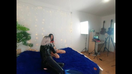 Lesbian fetish bdsm couple have home lockdown fun, 4k romantic video latex with Arya & Keokistar